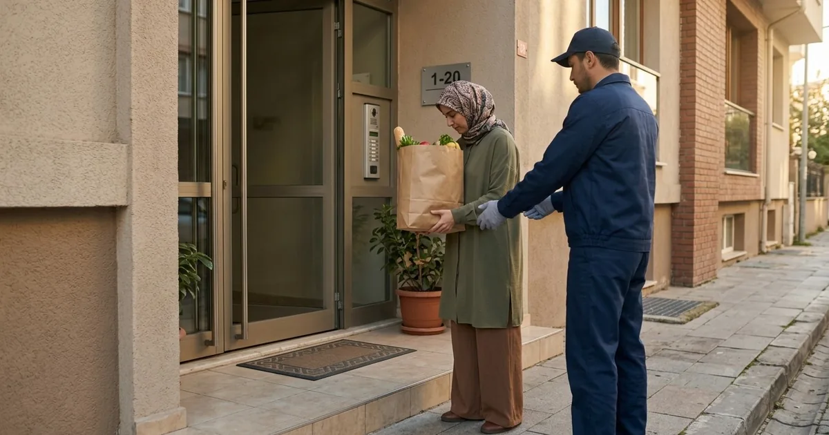 Market siparişinin apartman girişinde teslim edilmesi
