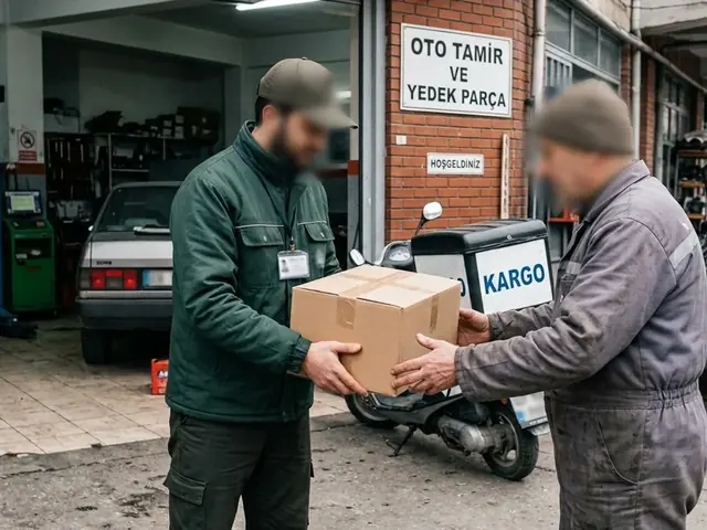 Dükkâna koli teslim eden kurye